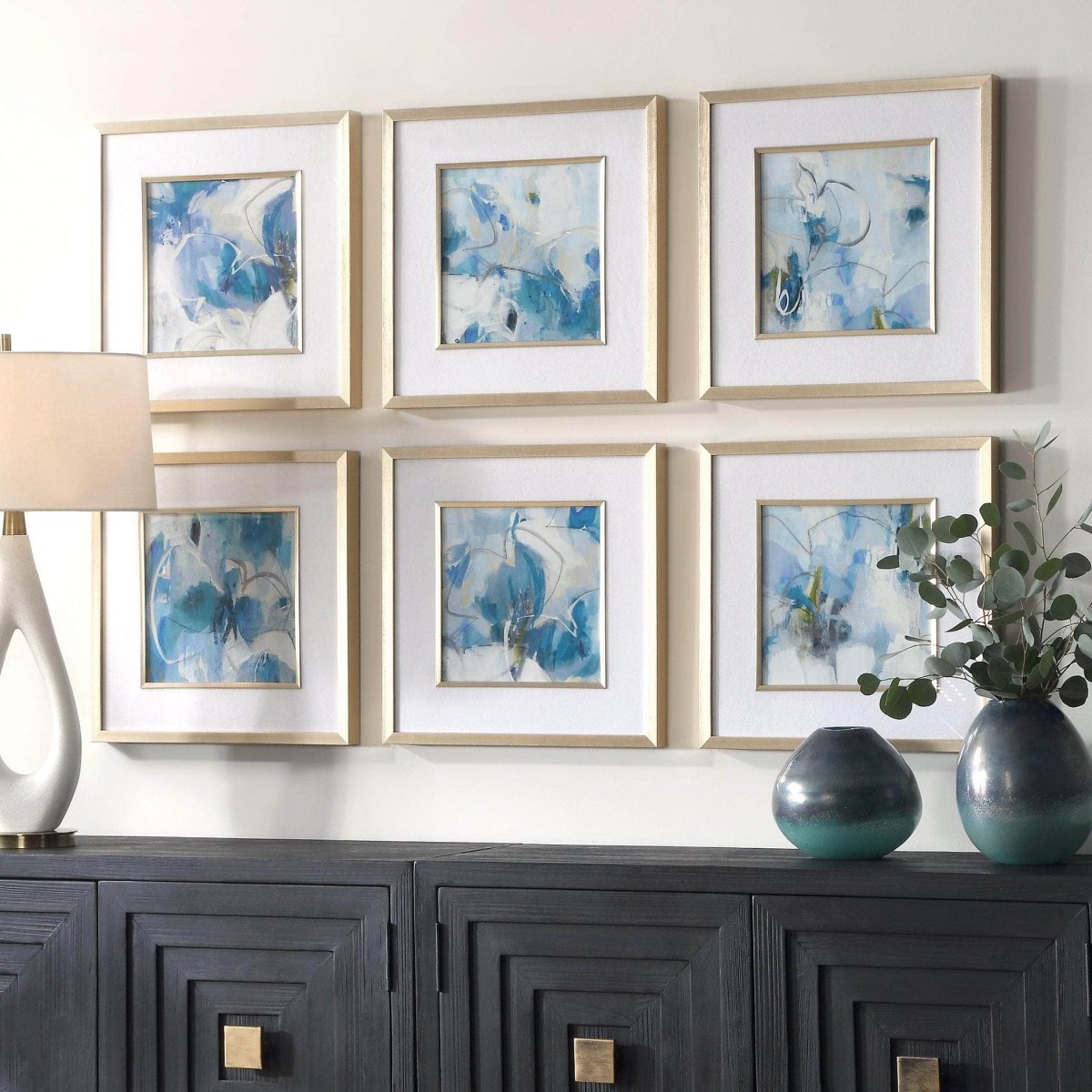 Fresh Start Blue Framed Prints, S/6 - Uttermost - Framed Prints by Modest Hut