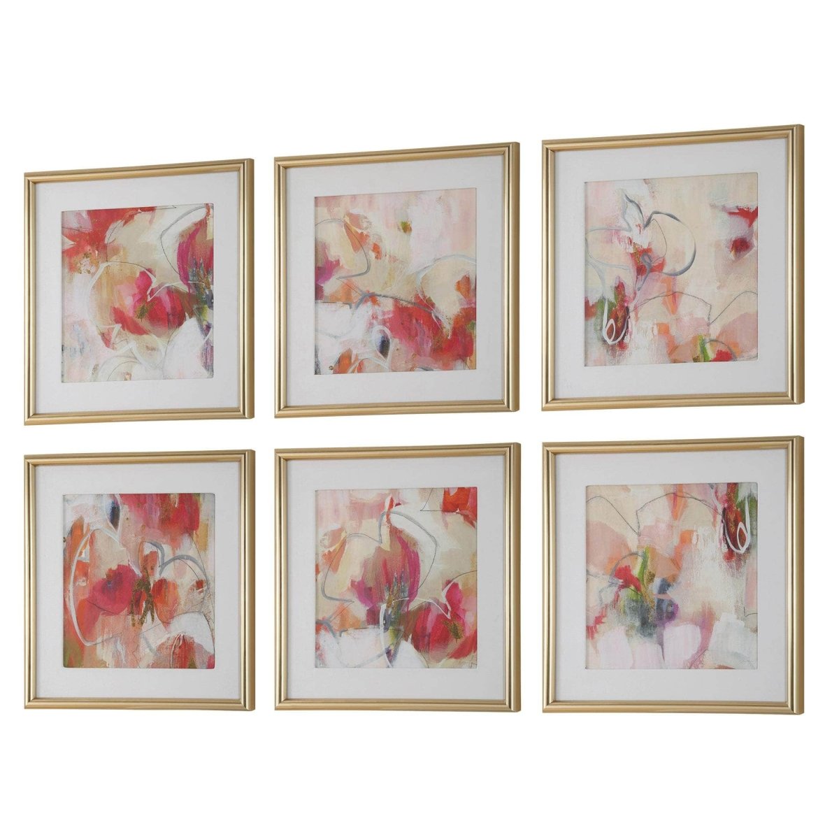 Fresh Start Red Framed Prints, S/6 - Uttermost - Framed Prints by Modest Hut