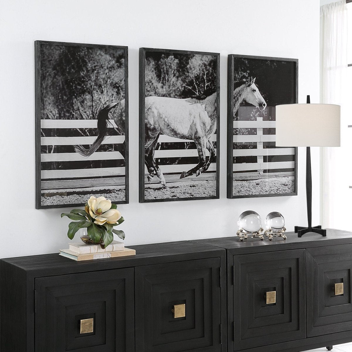 Galloping Forward Equine Prints, Set/3 - Uttermost - Framed Prints by Modest Hut