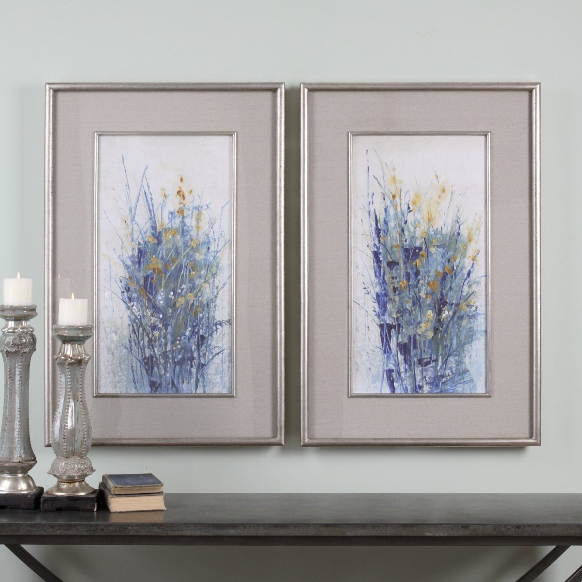 Indigo Florals Framed Art S/2 - Uttermost - Framed Prints by Modest Hut