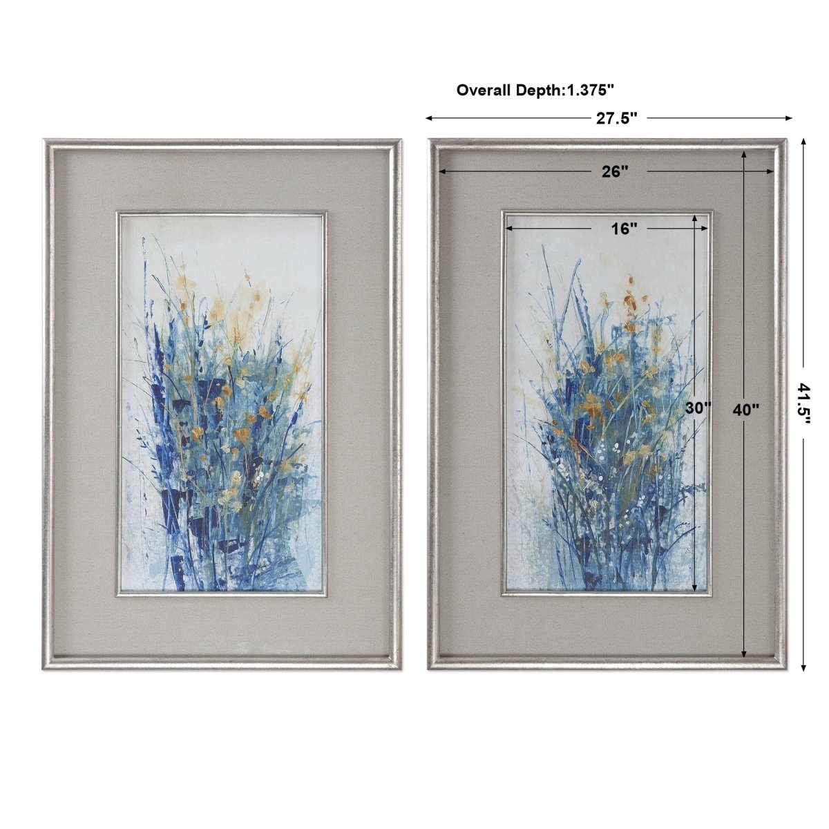 Indigo Florals Framed Art S/2 - Uttermost - Framed Prints by Modest Hut