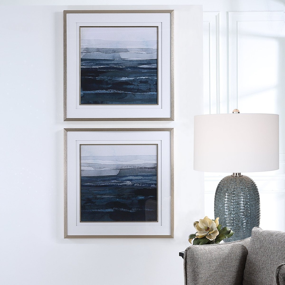 Rising Blue Abstract Framed Prints, Set/2 - Uttermost - Framed Prints by Modest Hut