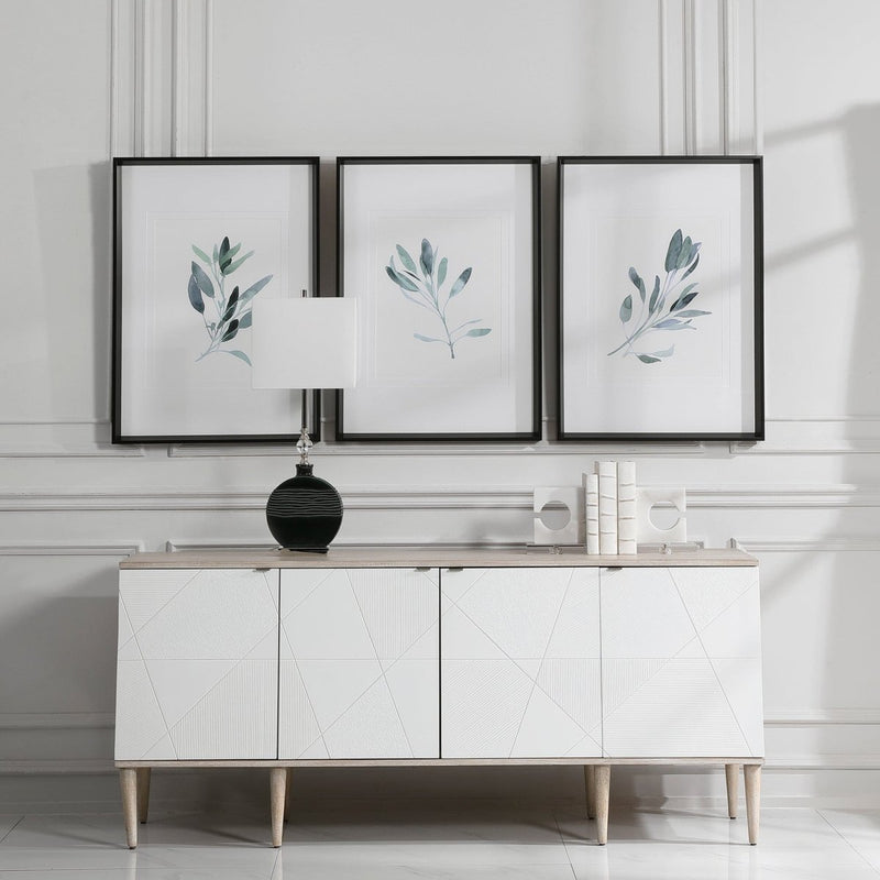 Simple Sage Watercolor Prints, S/3 - Uttermost - Framed Prints by Modest Hut