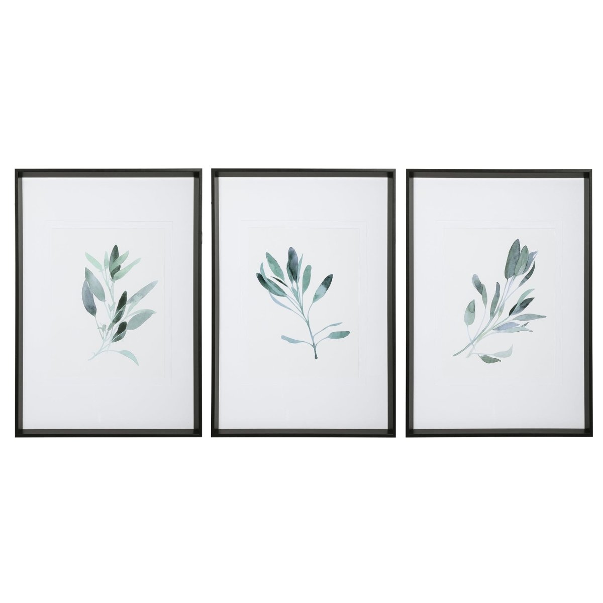 Simple Sage Watercolor Prints, S/3 - Uttermost - Framed Prints by Modest Hut