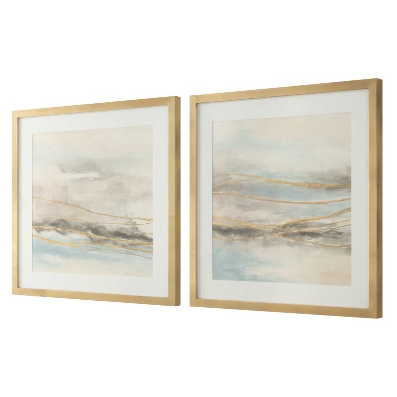 So Golden Abstract Landscape Prints Set/2 - Wall Art