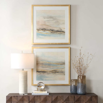 So Golden Abstract Landscape Prints Set/2 - Wall Art