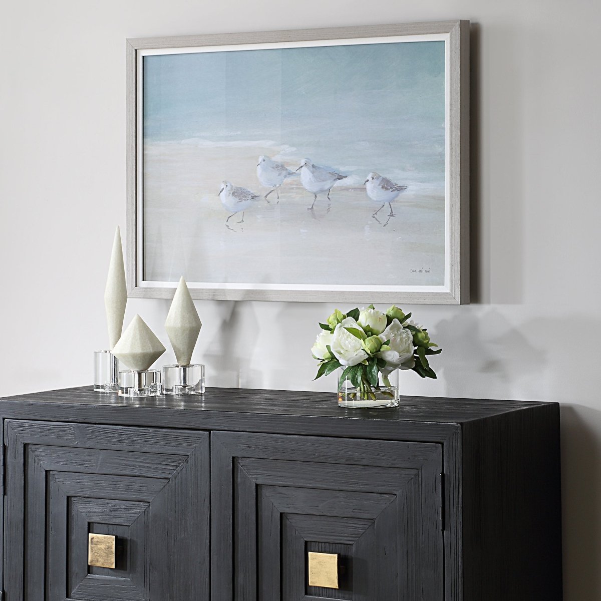 Tranquil Shorebirds On The Sand Framed Print - Uttermost - Framed Prints by Modest Hut