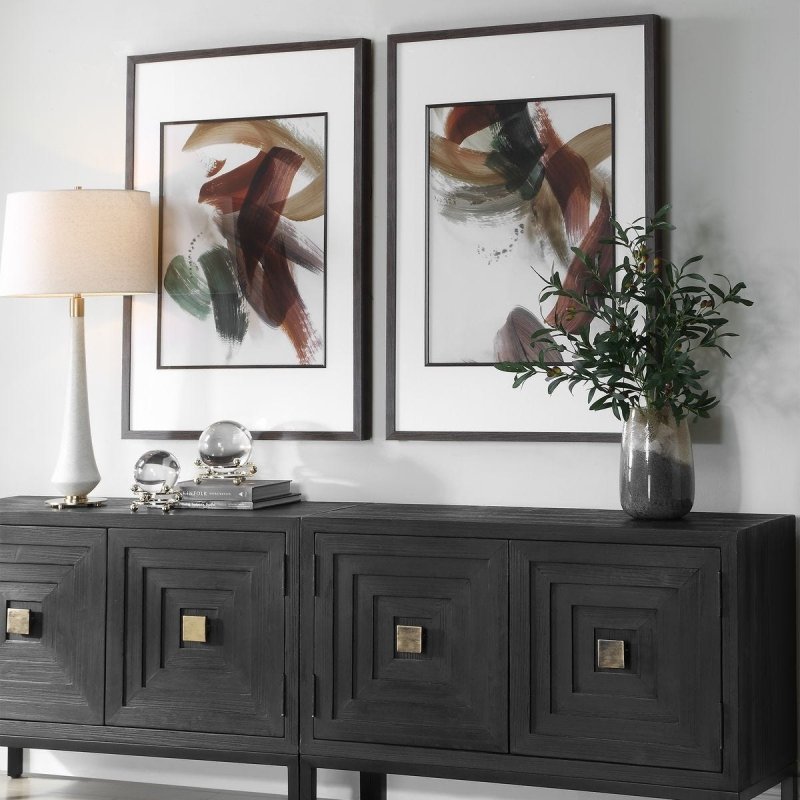 Side view of the Velocity Abstract Framed Prints Set of 2 by Uttermost