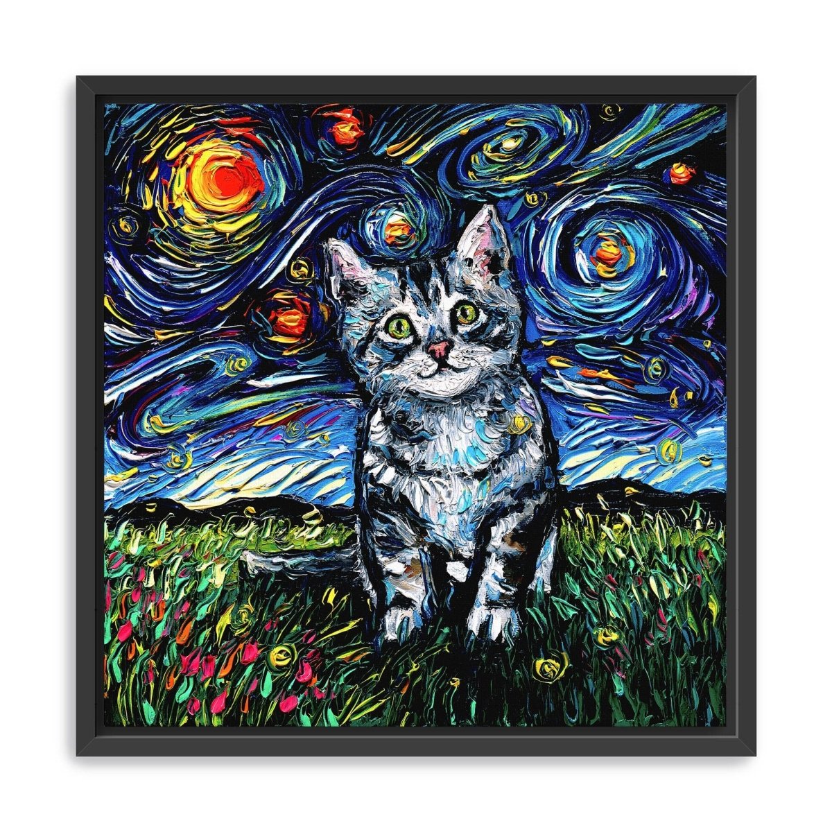 Gray Tabby Kitten Night Canvas Wall Art - Lumaprints - Gallery Canvas by Modest Hut