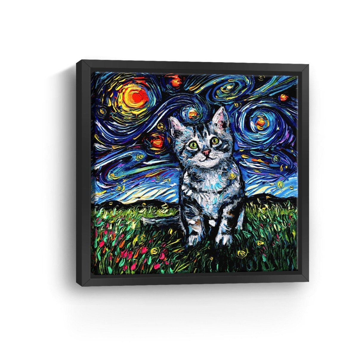 Gray Tabby Kitten Night Canvas Wall Art - Lumaprints - Gallery Canvas by Modest Hut