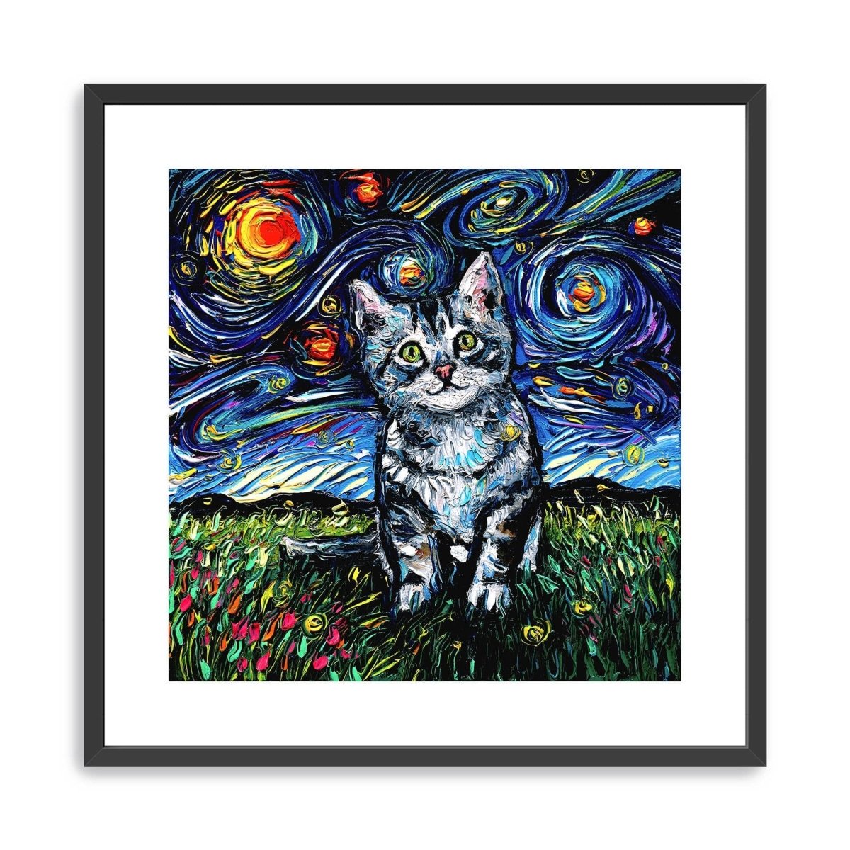 Gray Tabby Kitten Night Canvas Wall Art - Lumaprints - Gallery Canvas by Modest Hut