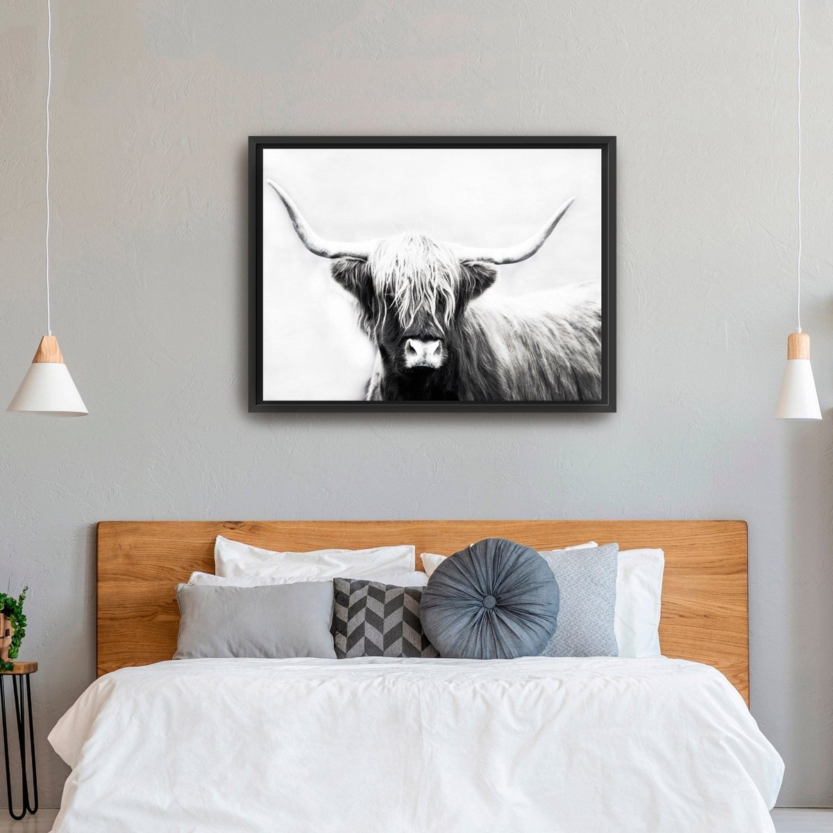 Monochrome Longhorn Canvas Wall Art - Lumaprints - Gallery Canvas by Modest Hut