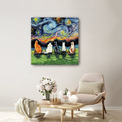 Starry Cats Canvas Wall Art - Lumaprints - Gallery Canvas by Modest Hut