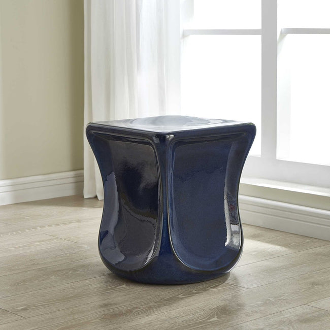 Kaz Deep Blue Garden Stool - Uttermost - Garden Stools by Modest Hut