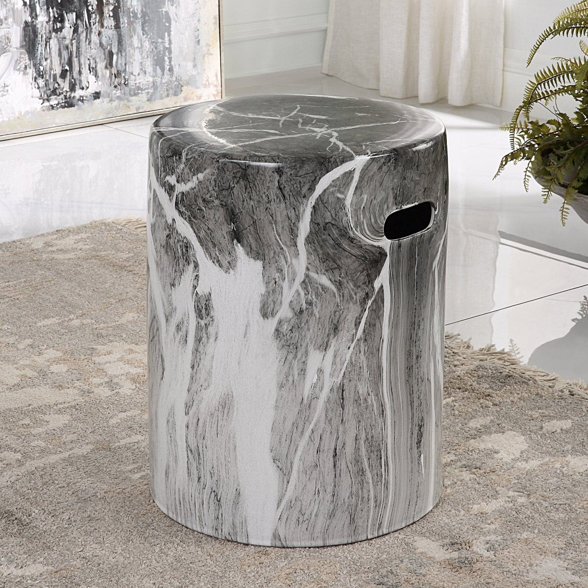 Marvel Marbled Garden Stool - Uttermost - Garden Stools by Modest Hut