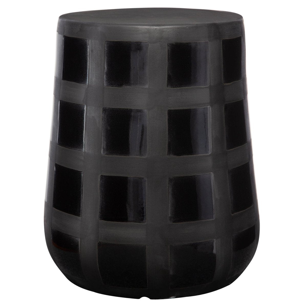 Patchwork Gridded Black Garden Stool - Uttermost - Garden Stools by Modest Hut