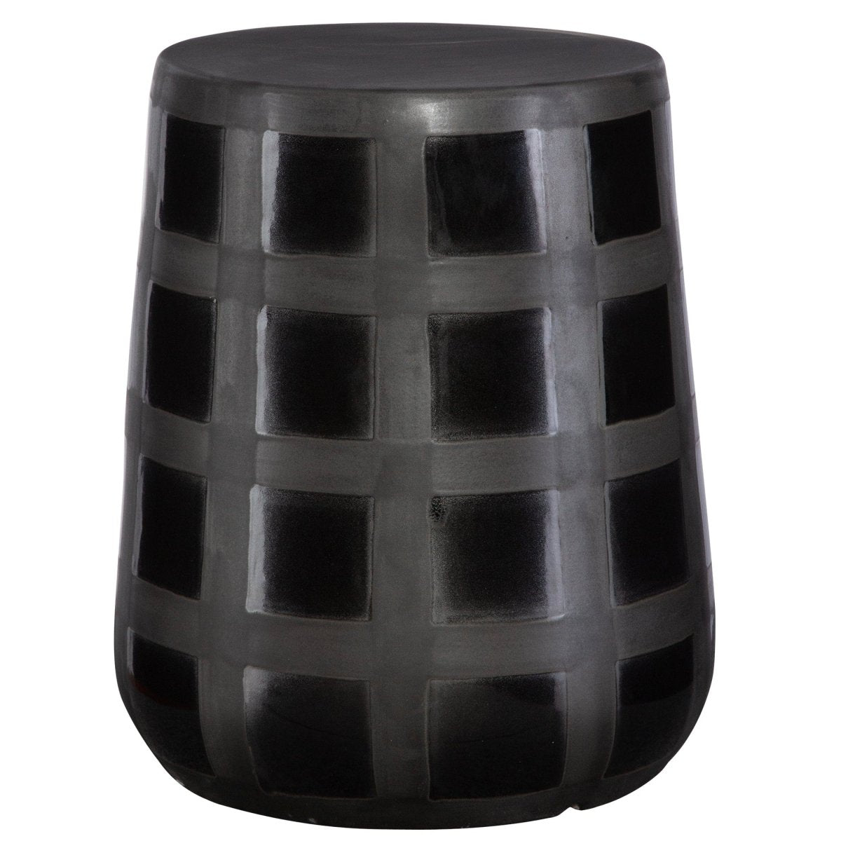 Patchwork Gridded Black Garden Stool - Uttermost - Garden Stools by Modest Hut