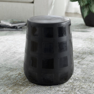 Patchwork Gridded Black Garden Stool - Uttermost - Garden Stools by Modest Hut