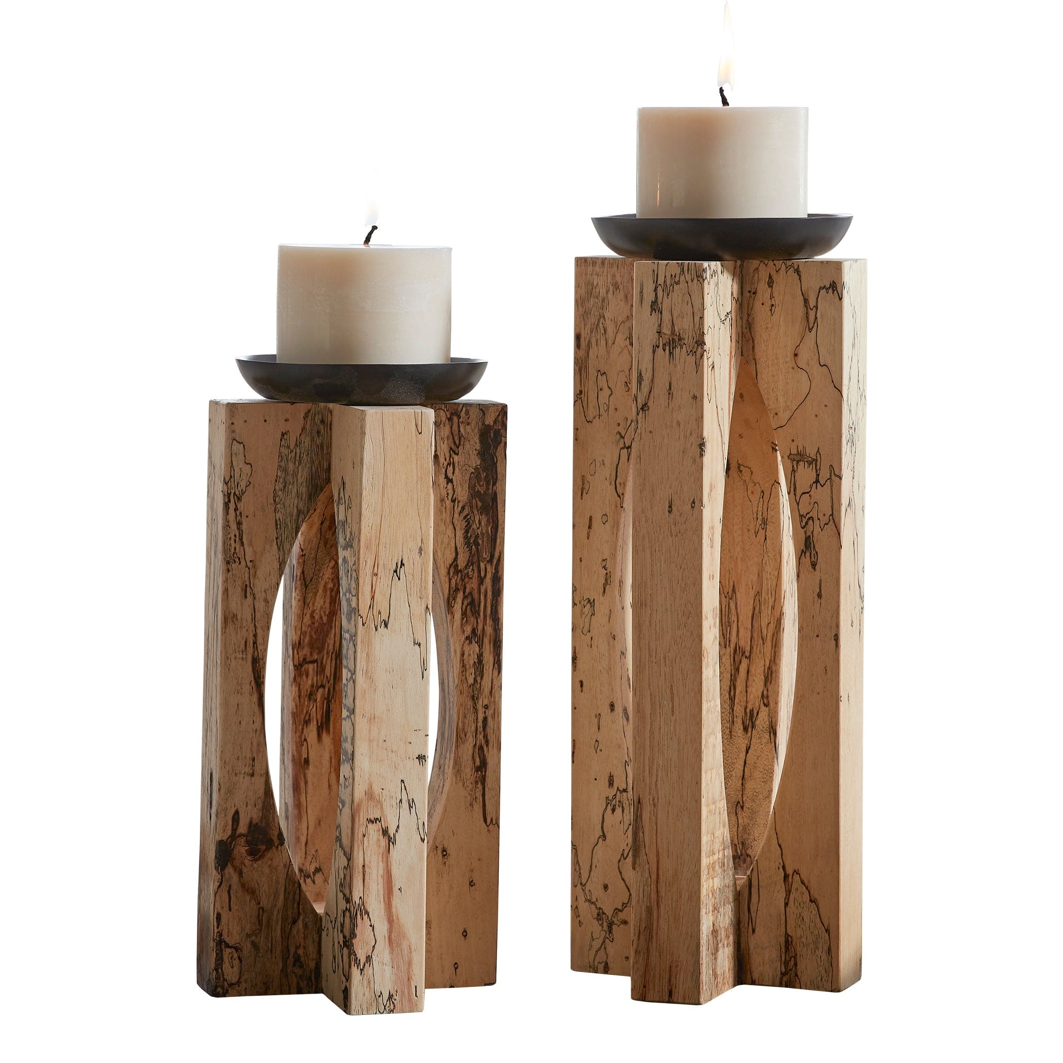 Ilva Wood Candleholders Set/2 Uttermost