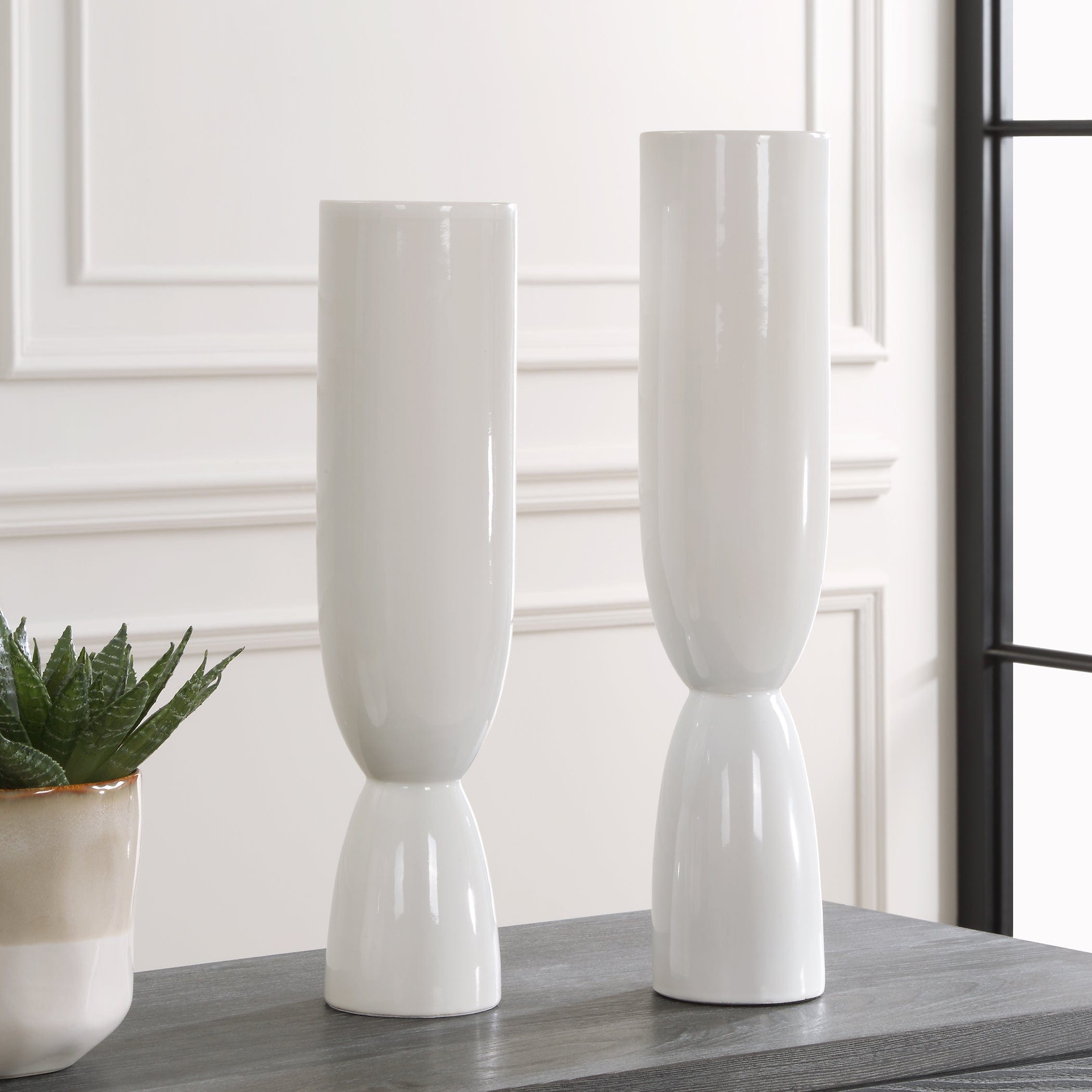 Kimist White Vases, S/2 Uttermost