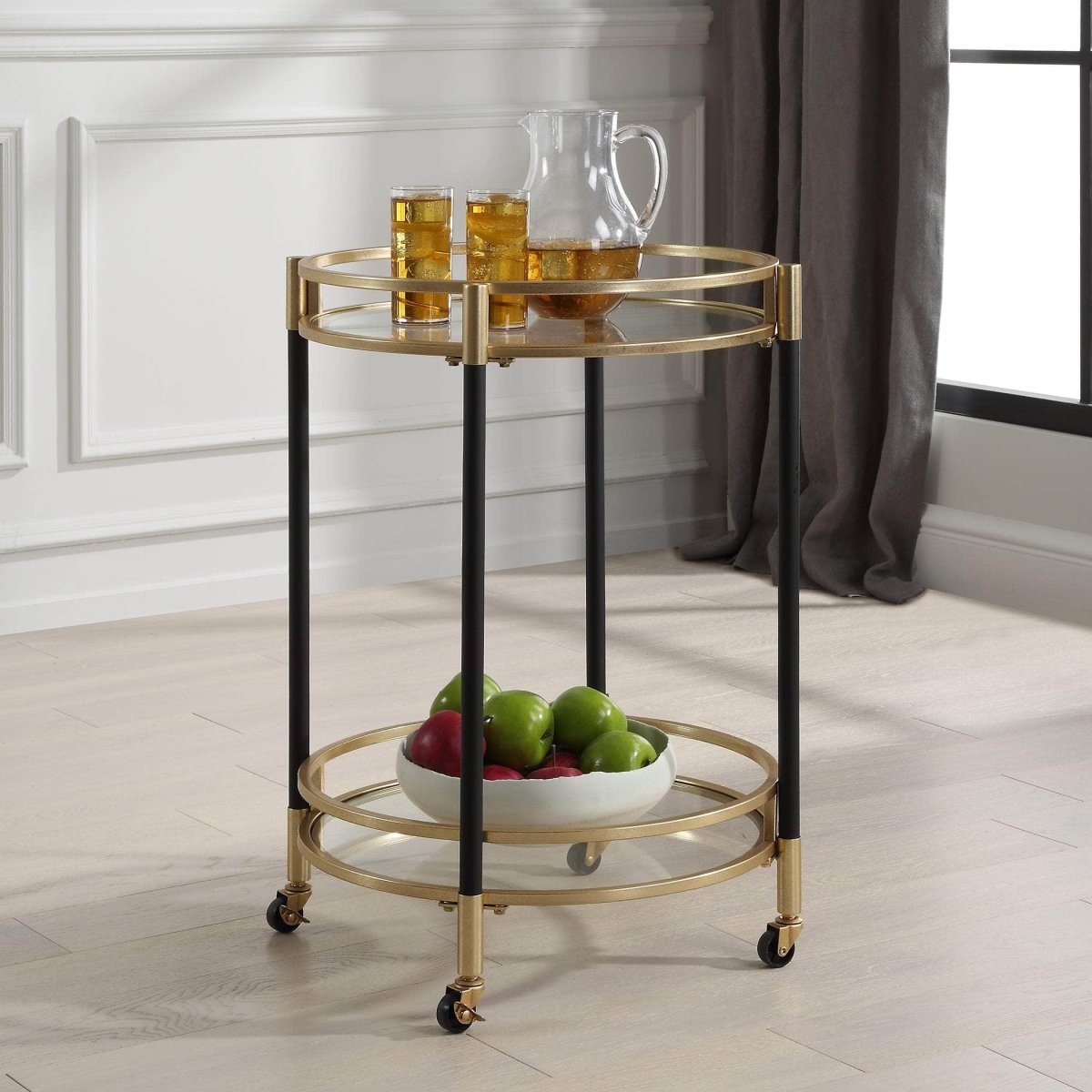 Dolly Round Bar Cart - Uttermost - Kitchen & Dining Carts by Modest Hut