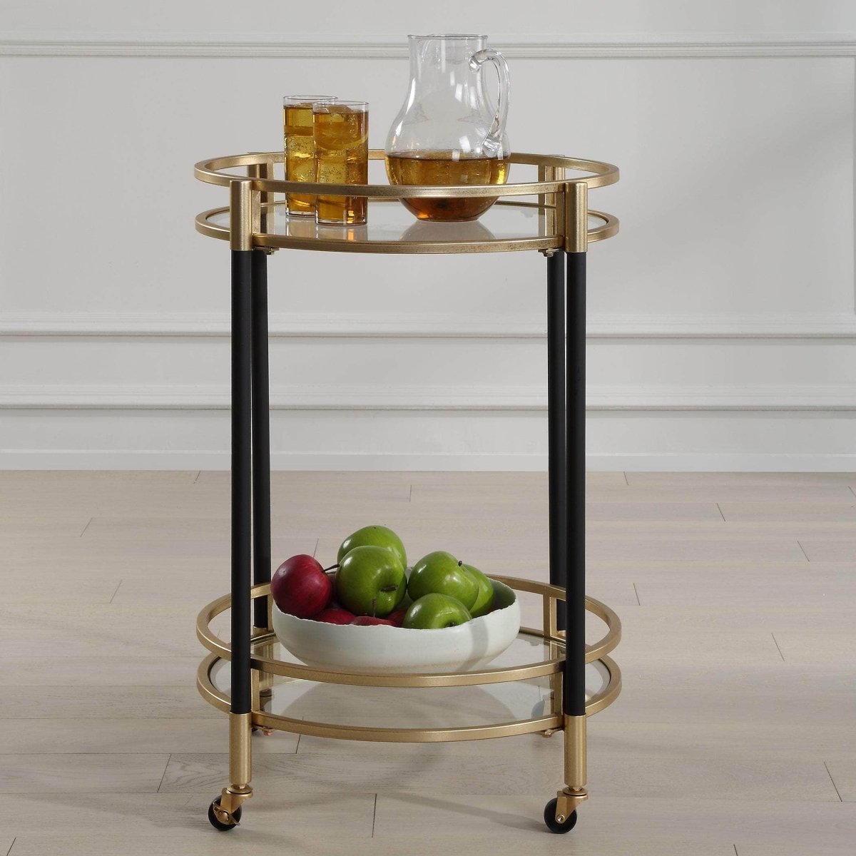 Dolly Round Bar Cart - Uttermost - Kitchen & Dining Carts by Modest Hut