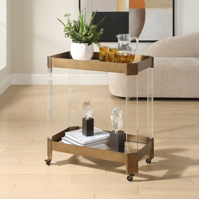Giselle Bronze Bar Cart - Uttermost - Kitchen & Dining Carts by Modest Hut