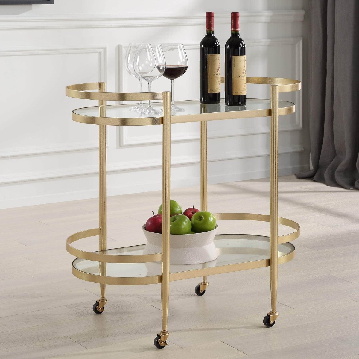 Isabelle Gold Bar Cart - Uttermost - Kitchen & Dining Carts by Modest Hut