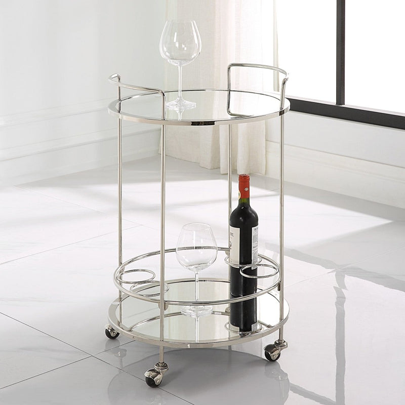Spritz Chrome Bar Cart - Uttermost - Kitchen & Dining Carts by Modest Hut