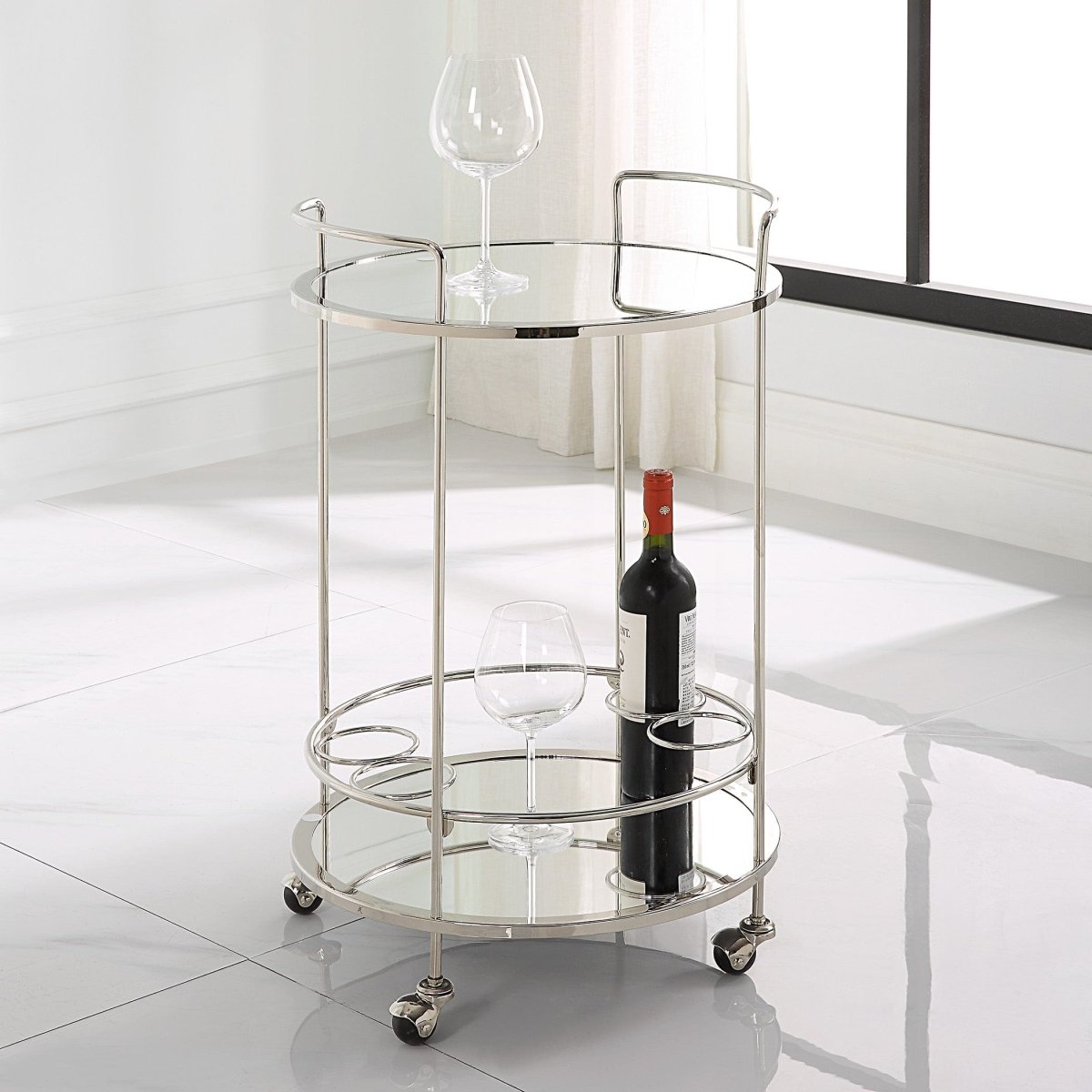 Spritz Chrome Bar Cart - Uttermost - Kitchen & Dining Carts by Modest Hut