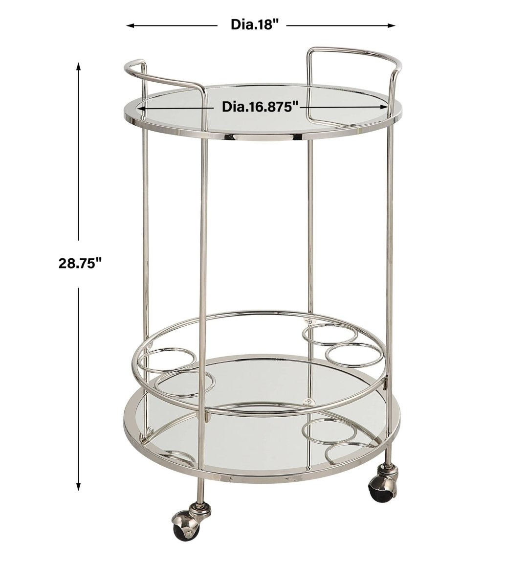 Spritz Chrome Bar Cart - Uttermost - Kitchen & Dining Carts by Modest Hut