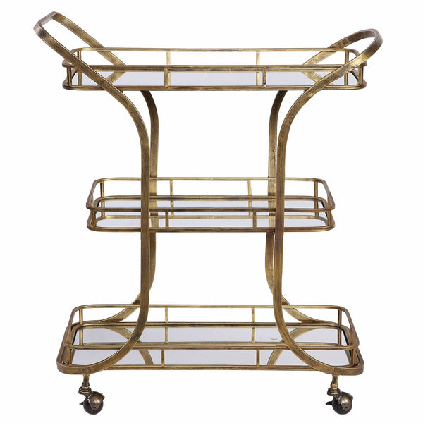 Stassi Gold Serving Cart - Uttermost - Kitchen & Dining Carts by Modest Hut