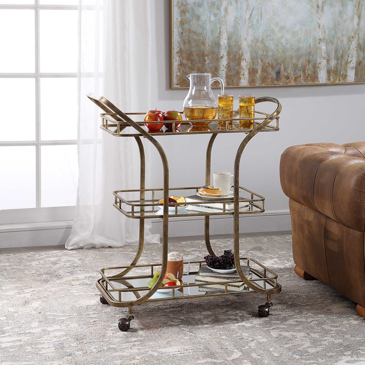 Stassi Gold Serving Cart - Uttermost - Kitchen & Dining Carts by Modest Hut