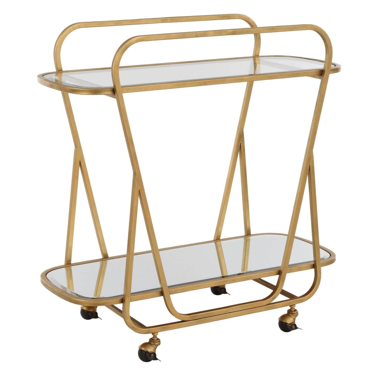 Swain Brass Serving Cart - Uttermost - Kitchen & Dining Carts by Modest Hut