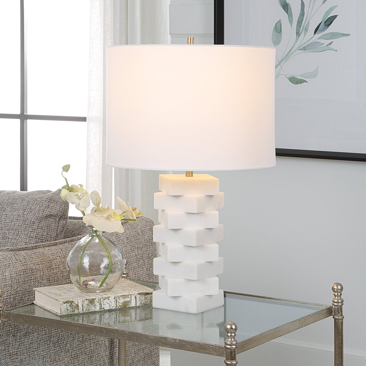 Ascent White Geometric Table Lamp - Uttermost - Lamps by Modest Hut