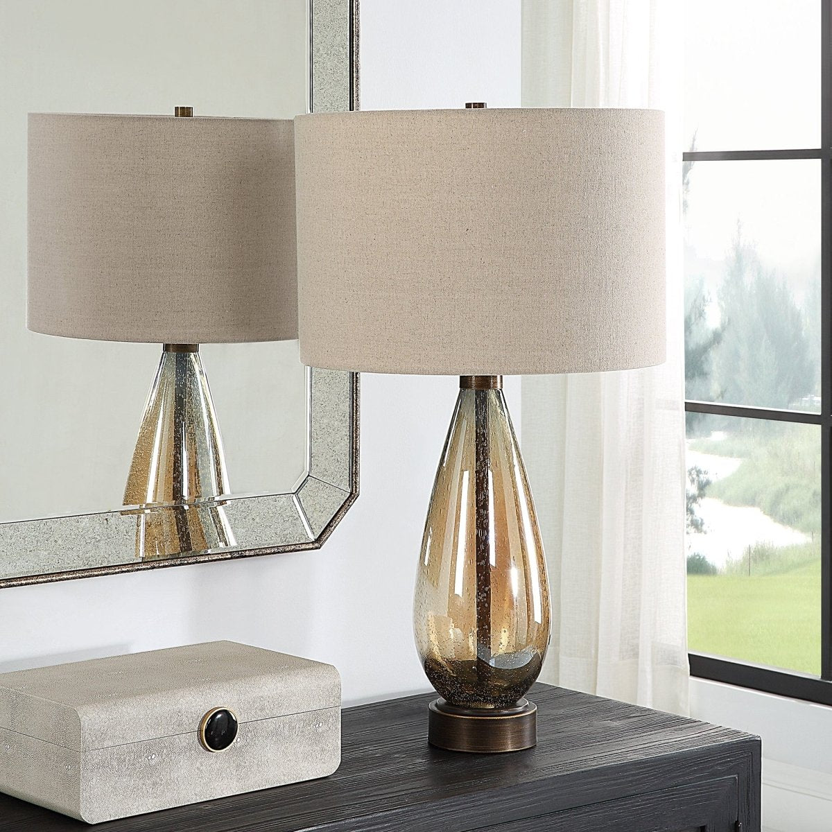 Baltic Teardrop Glass Table Lamp - Uttermost - Lamps by Modest Hut