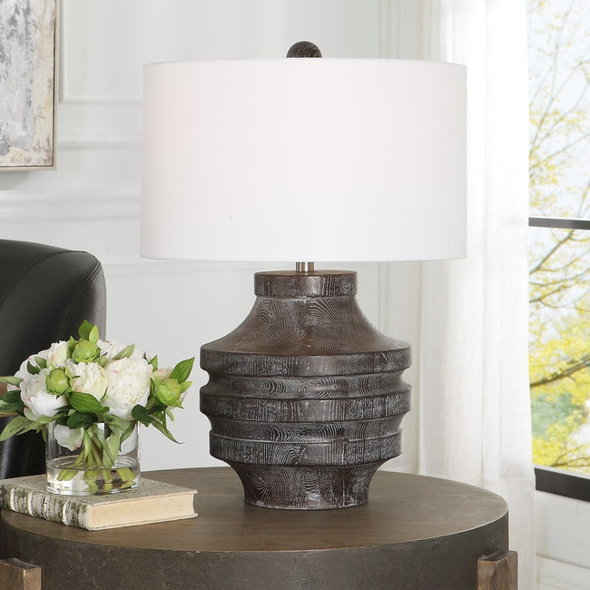 Timber Carved Wood Table Lamp - Uttermost - Lamps by Modest Hut