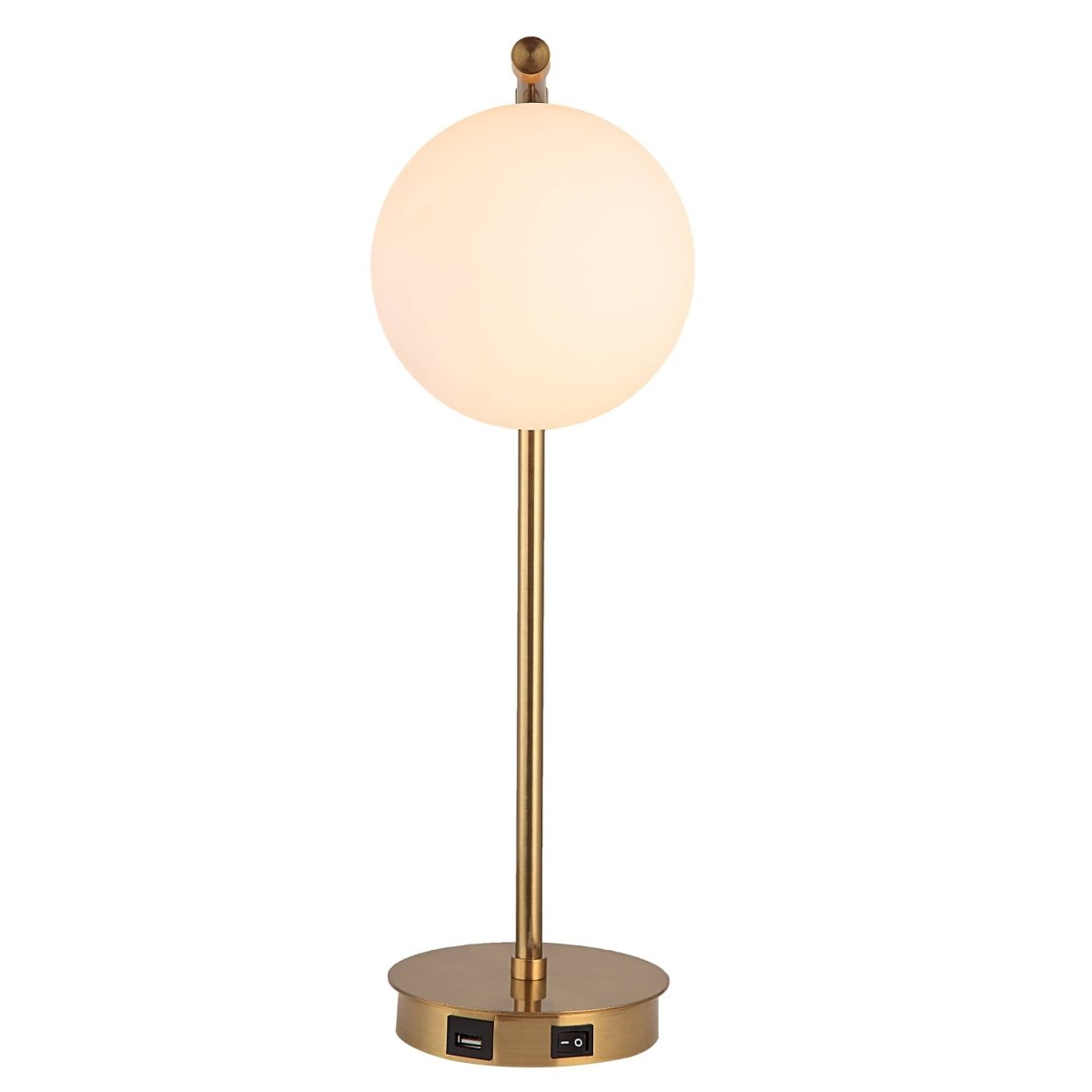 White Glass Globe Contemporary Desk Lamp - Uttermost - Lamps by Modest Hut