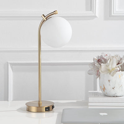 White Glass Globe Contemporary Desk Lamp - Uttermost - Lamps by Modest Hut