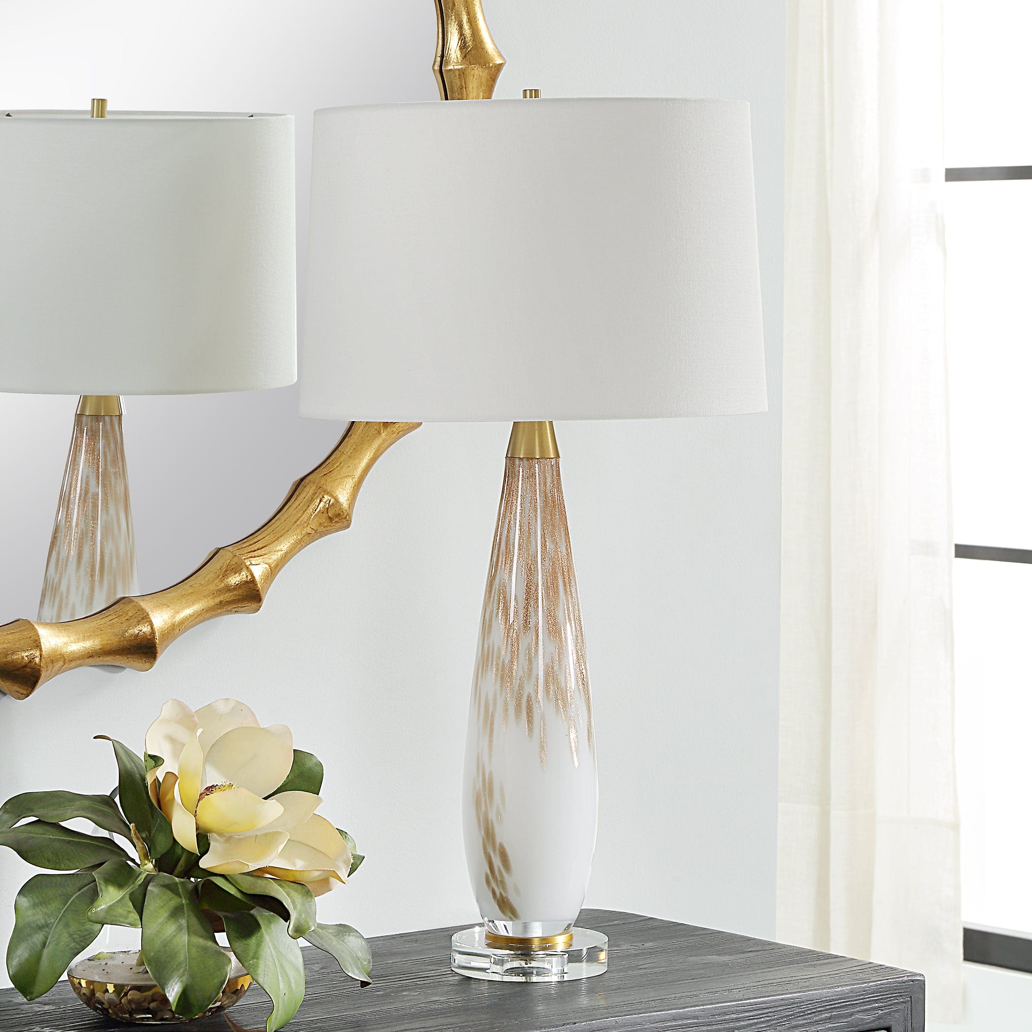 Lyra White & Gold Table Lamp Uttermost