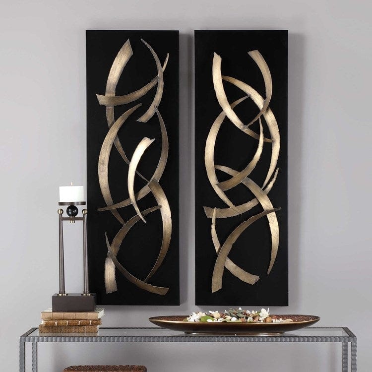 Brushstrokes Metal Wall Panels, S/2 - Uttermost - Metal Wall Decor by Modest Hut