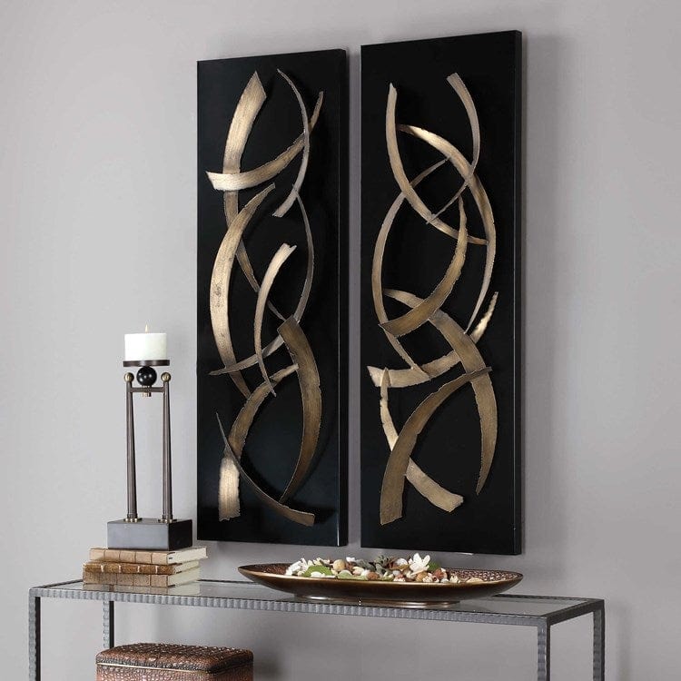 Brushstrokes Metal Wall Panels, S/2 - Uttermost - Metal Wall Decor by Modest Hut