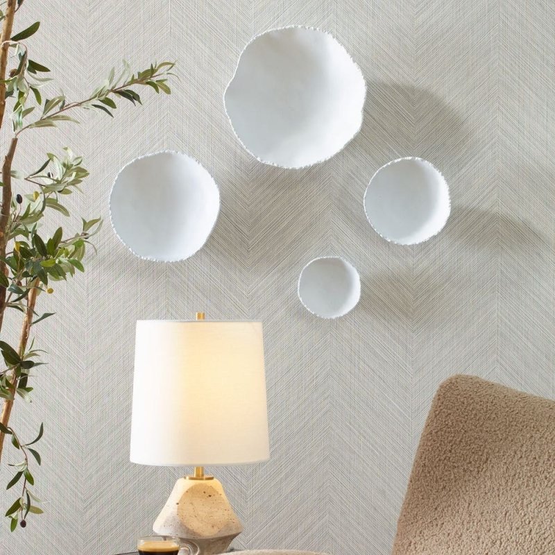 Lucky Coins White Metal Wall Bowls, S/4 - Uttermost - Metal Wall Decor by Modest Hut