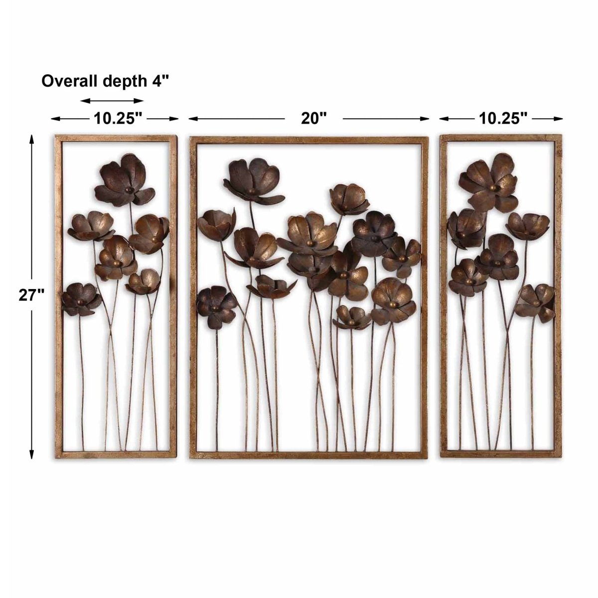 Metal Tulips Wall Art Set/3 - Uttermost - Metal Wall Decor by Modest Hut