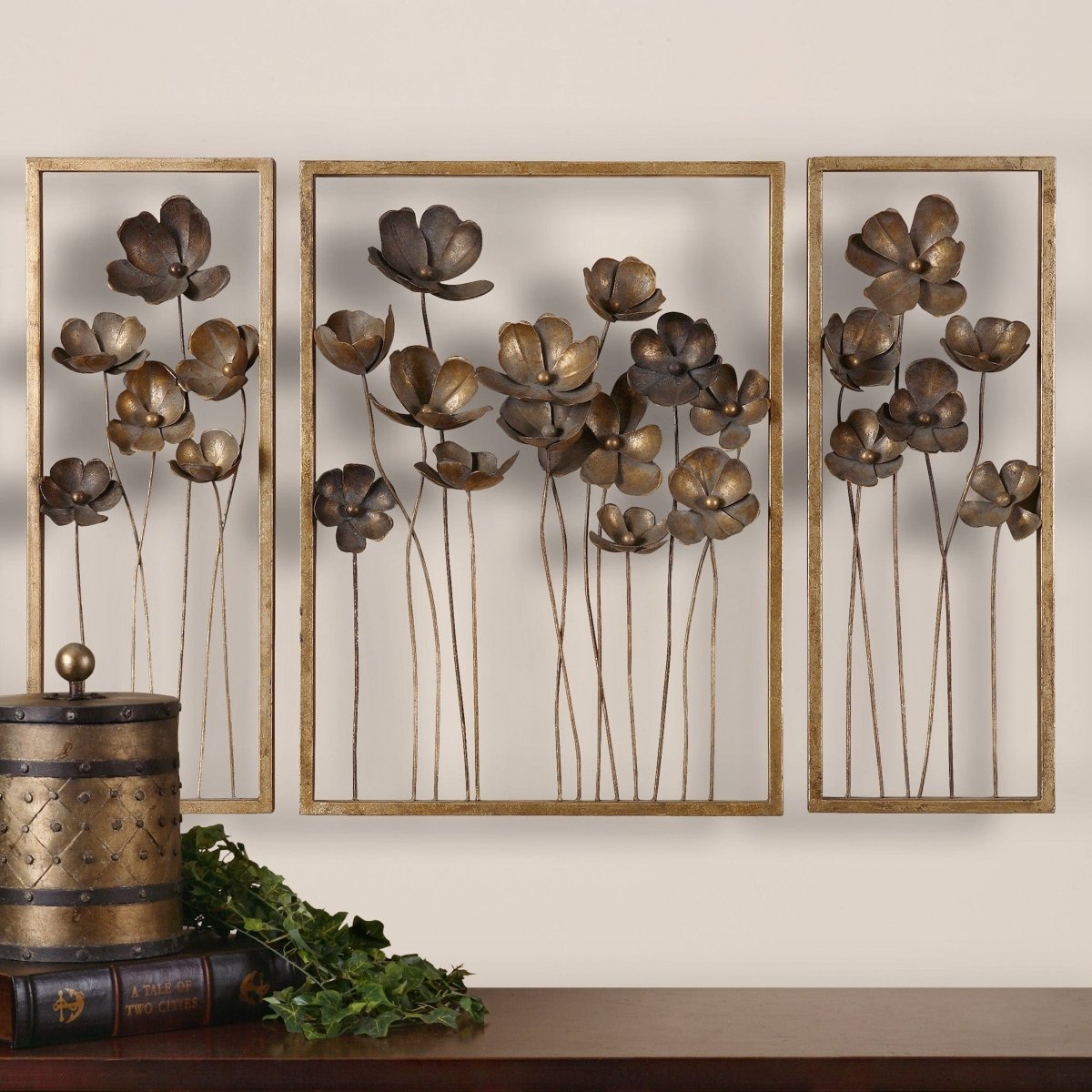 Metal Tulips Wall Art Set/3 - Uttermost - Metal Wall Decor by Modest Hut