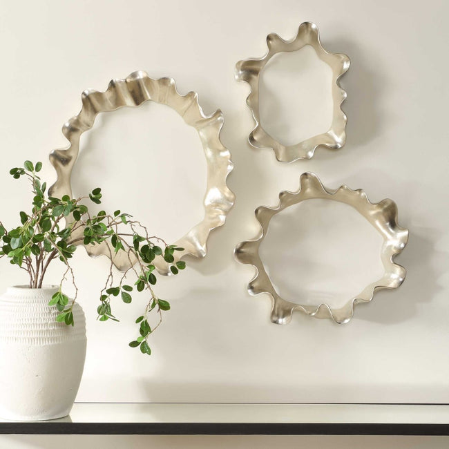 Ripple Effect Silver Wall Art Set/3 - Uttermost - Metal Wall Decor by Modest Hut