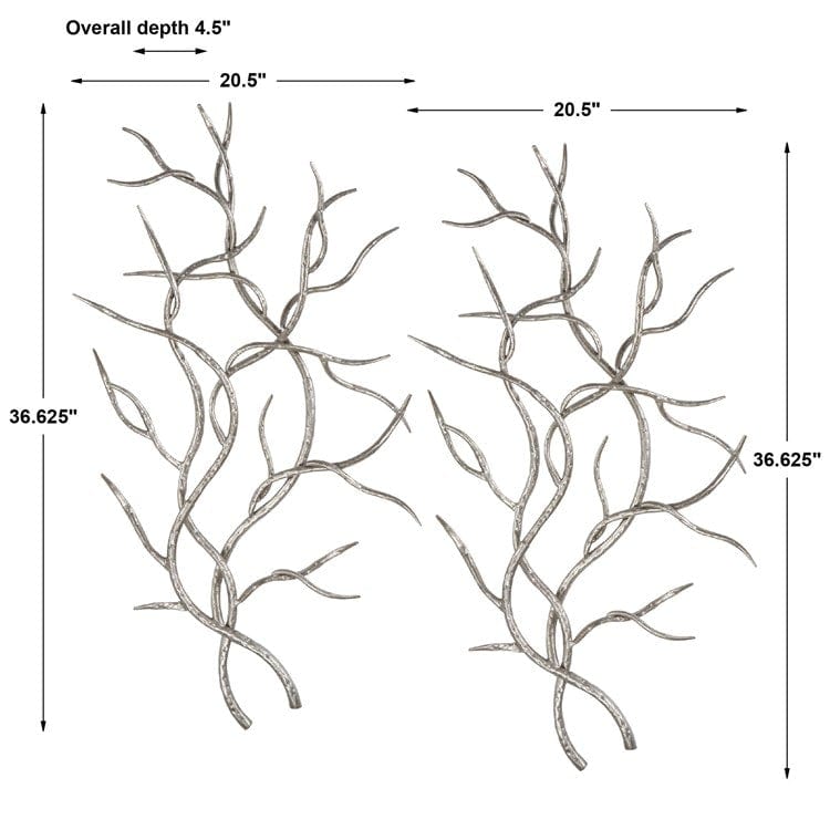 Silver Branches Metal Wall Decor, S/2 - Uttermost - Metal Wall Decor by Modest Hut