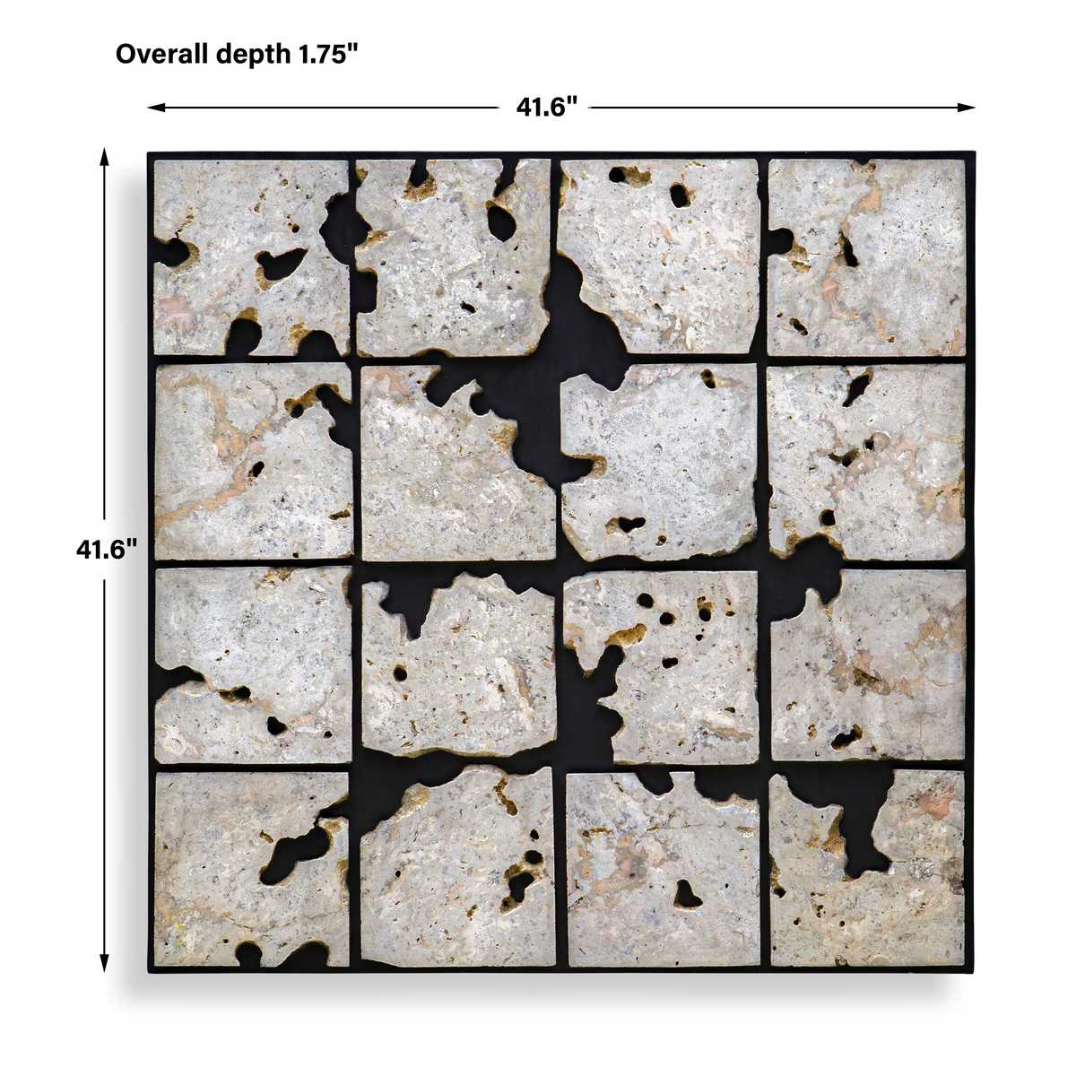 Dimension guide for the Uvalda Cadas Stone Wood Wall Decor