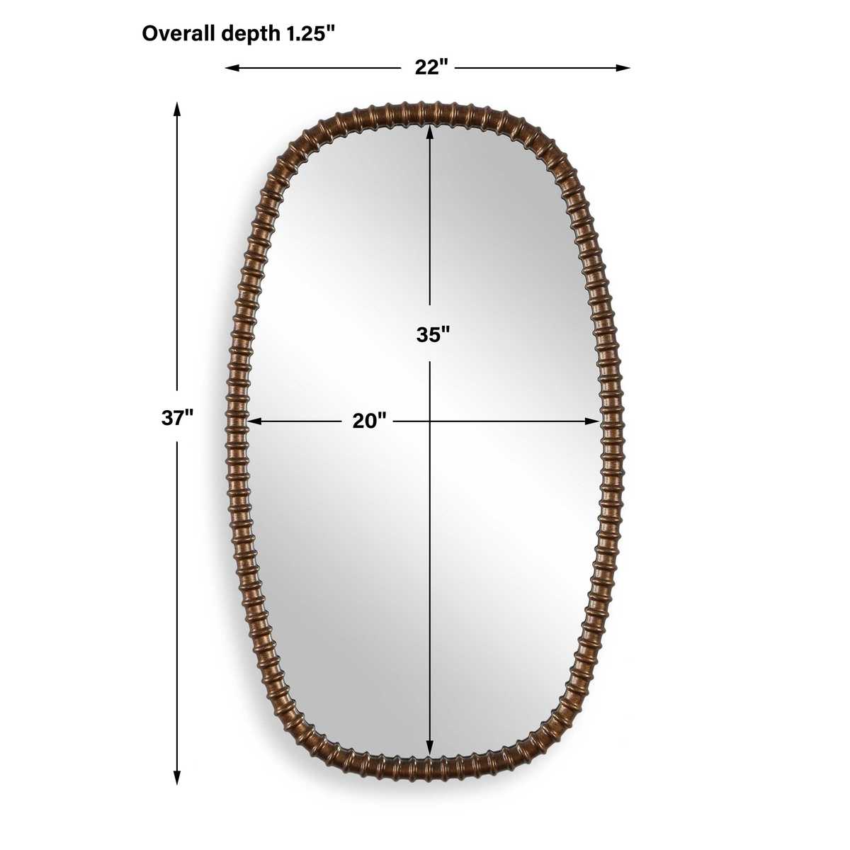 Back view of the Apphia Bronze Ribbed Wall Mirror showing hanging hardware
