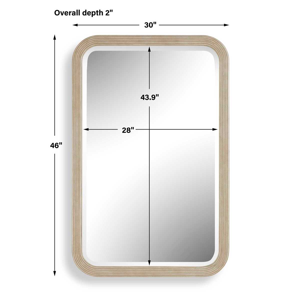 Back view of the Emari Warm Gray Reeded Wood Wall Mirror showing hanging hardware